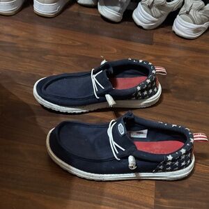 Hey Dude Navy Blue Slip-On Loafers with Star Accent